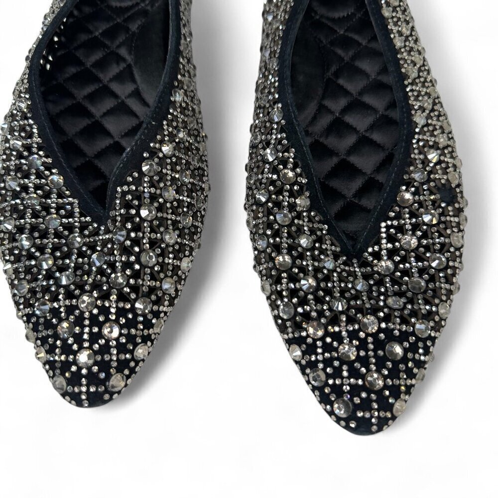 Birdies Women's Goldfinch Pointed Toe Suede Ballet Flat in Pewter Crystal 8.5 - Picture 13 of 16